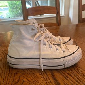 Converse Chuck Taylor white platform high tops size 7.5
